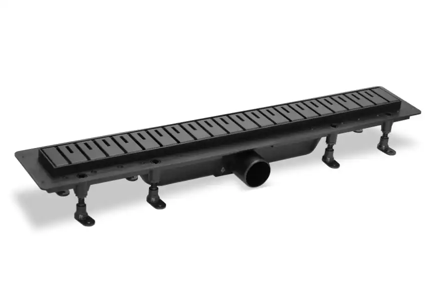 Душевой лоток PlastBrno 55 см, DESIGN 6 SZA6550 с перфарированной решеткой, цвет Черный матовый фото 1