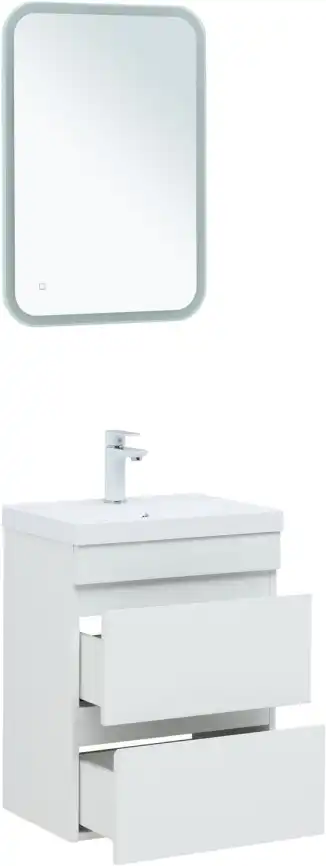 Тумба под раковину Aquanet Нота New 50 2 ящика, белый глянец 335416 фото 6