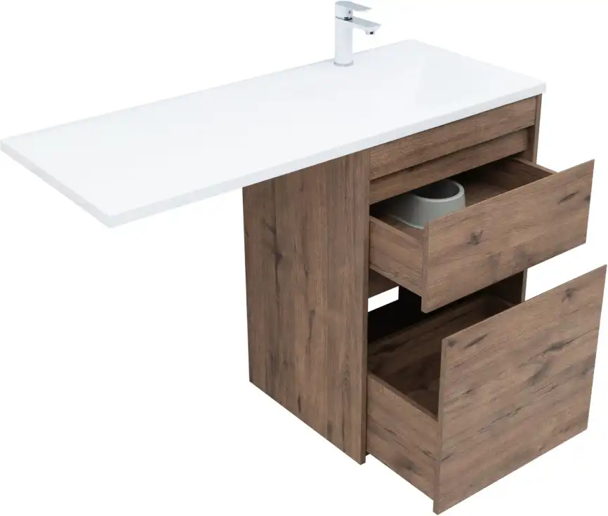 Тумба под раковину Aquanet Токио 120/58 дуб веллингтон (напольная 2 ящика) 333648 фото 4