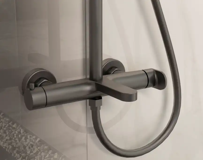 Душевая система  Vincea Rondo VSFS-1R1GM VSFS-1R1GM для ванны с изливом, вороненая сталь фото 3