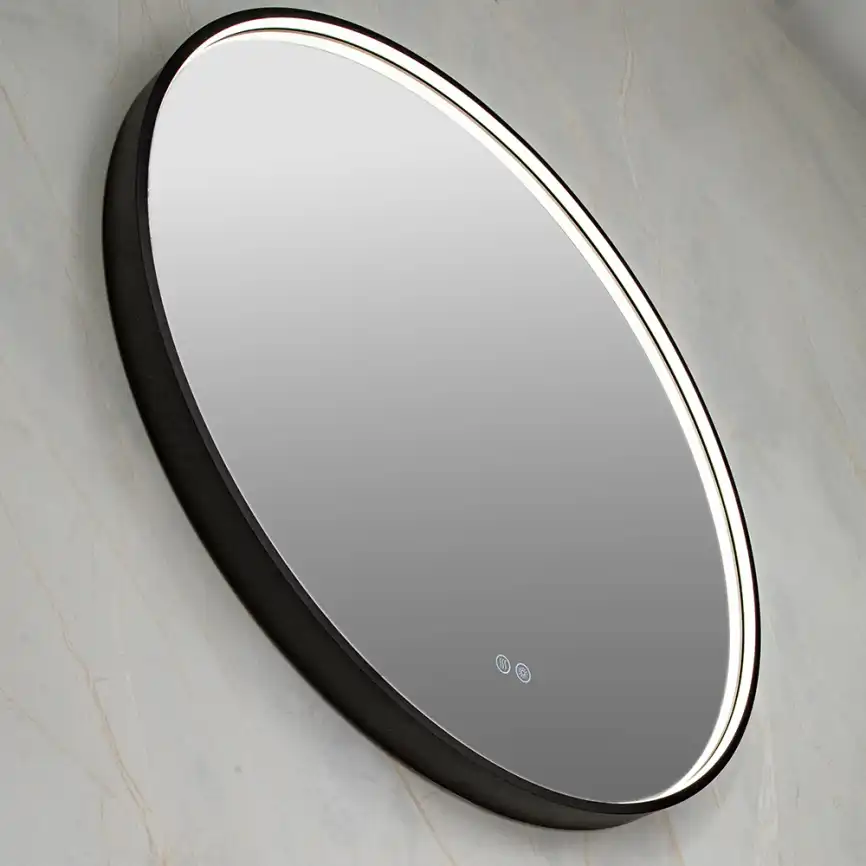 Зеркало с подсветкой AVS AZ 80 см, антипар, черное матовое фото 3