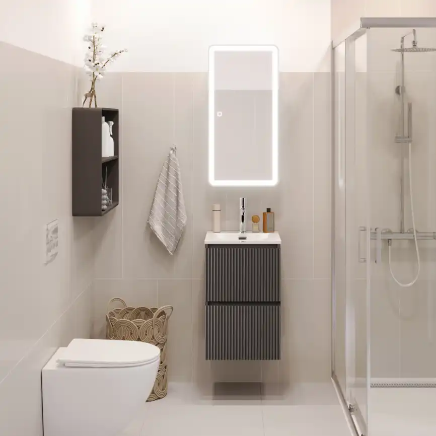 Тумба под раковину BelBagno UNO-MINI-400-2C-SO-GSO подвесная, Темно-Серый Матовый фото 8