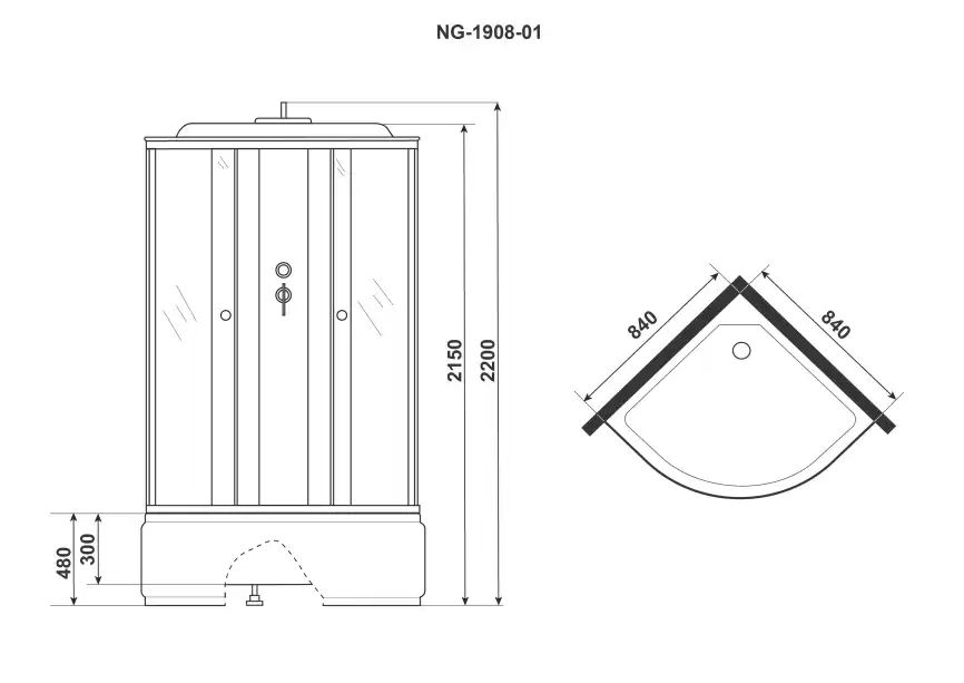 Душевая кабина Niagara Ultra 90х90х220 NG-1908-01 высокий поддон, с гидромассажем фото 2