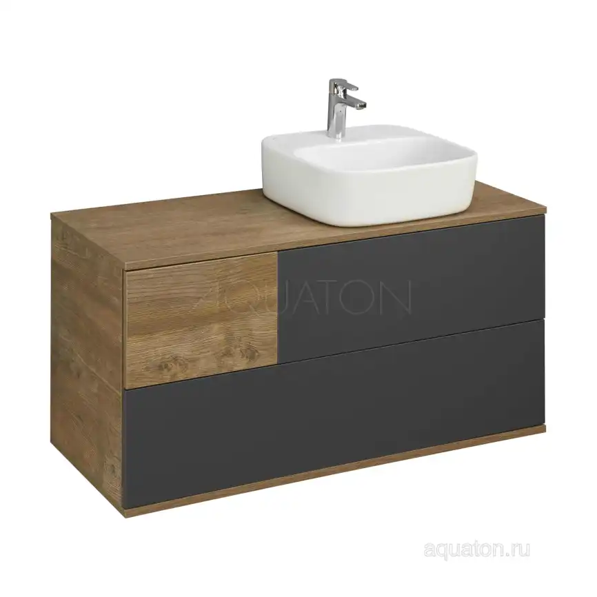 Тумба под раковину Aquaton Терра 105 1A246901TEKA0 подвесная правая, цвет дуб кантри / антрацит фото 10