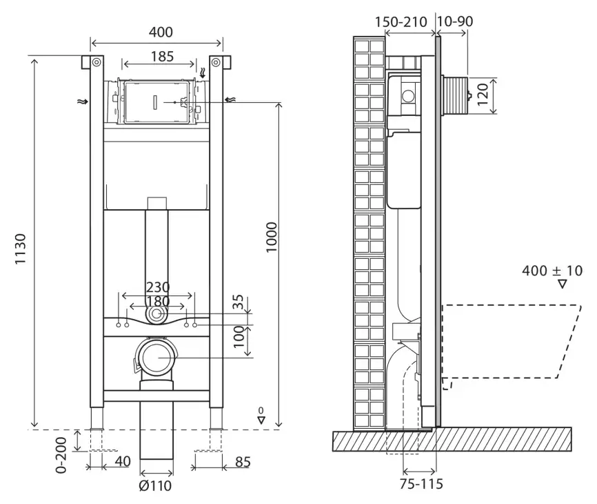 Инсталляция для подвесного унитаза BelBagno BB004-40 EXPERT фото 10