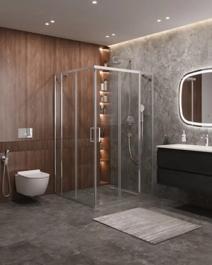 Душевой уголок CEZARES MOLVENO-AH-22-110/100-C-Cr-IV стекло Прозрачное, профиль Хром фото 1