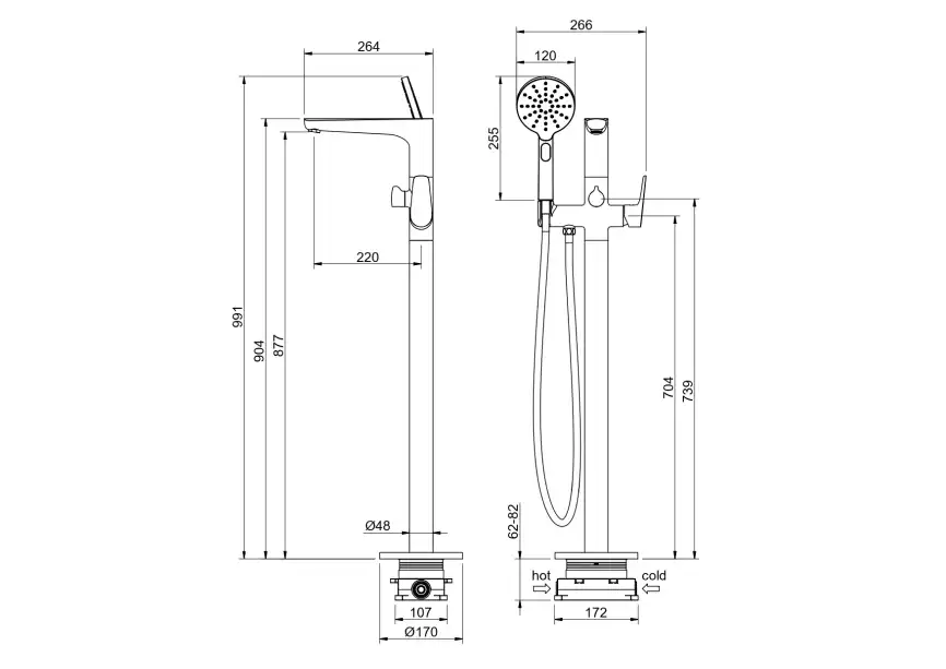 Напольный смеситель для ванны Aquatek Бетта AQ1145BGM, Оружейная сталь фото 3