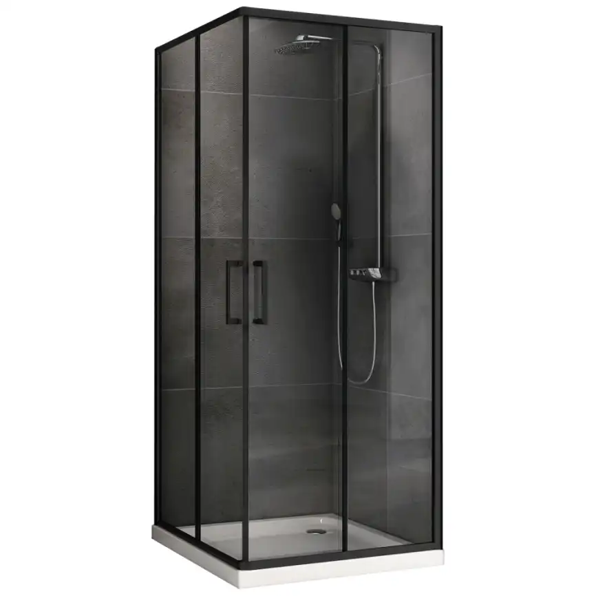 Душевой уголок ABBER Schwarzer Diamant 100х100 см, AG02100B5, профиль черный, стекло прозрачное фото 1