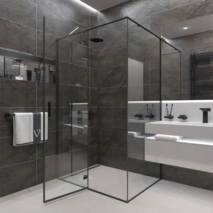 Душевой уголок Veconi Rovigo RV-073B 120х80х195, профиль Черный, стекло прозрачное (RV073B-12080-01-C4) фото 2