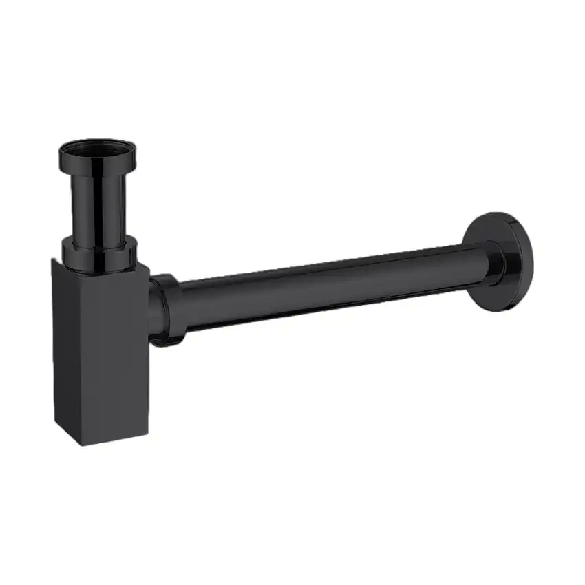 Сифон для раковины AZARIO AZ-109-BL G 1 1/4, без выпуска, квадрат, латунь, черный фото 1