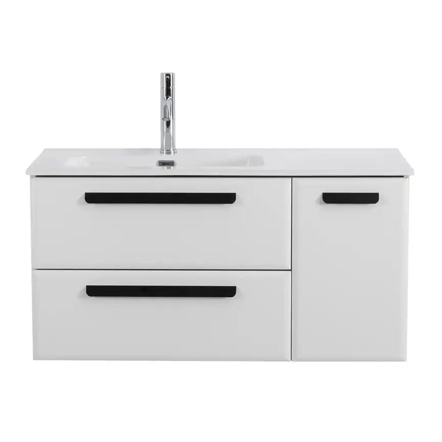 Тумба под раковину Cezares ECO-CER-N 100 см, ECO-CER-N-1000-2C-1A-SO-BL-L (без ручек), Bianco Lucido фото 1