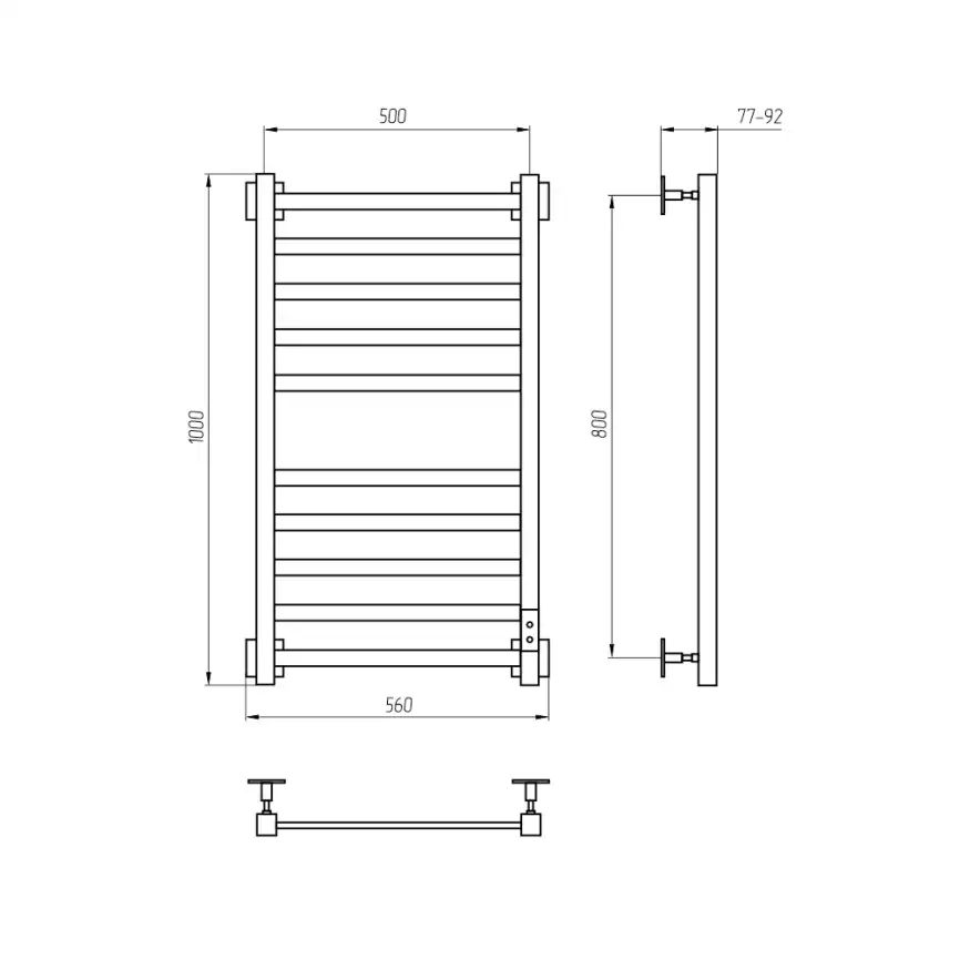 Полотенцесушитель электрический 50x100 AVS Техно с терморегулятором, оружейная сталь фото 9
