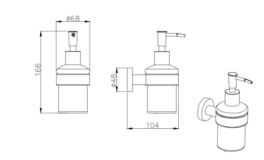 Дозатор для жидкого мыла Aquatek Вега AQ4005MB, Черный матовый / Стекло матовое белое фото 2