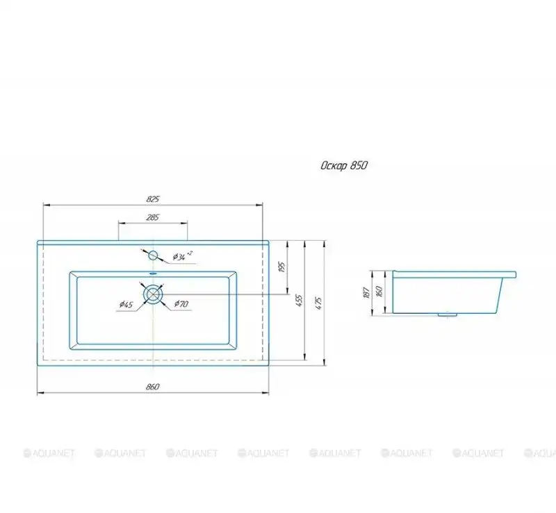 Раковина Kirovit Оскар 85, Белая фото 3