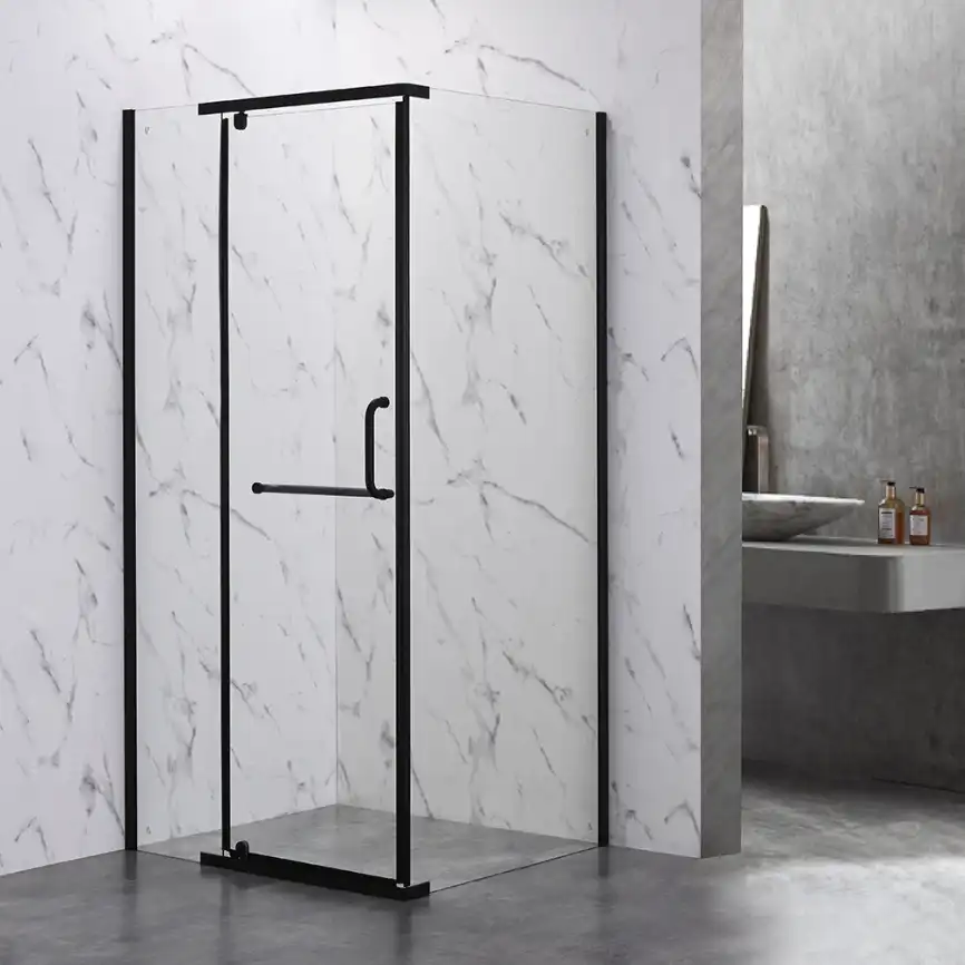 Душевой уголок Veconi Rovigo RV-18B 100х100х200, профиль Черный, стекло прозрачное (RV18B-100-01-C5) фото 1
