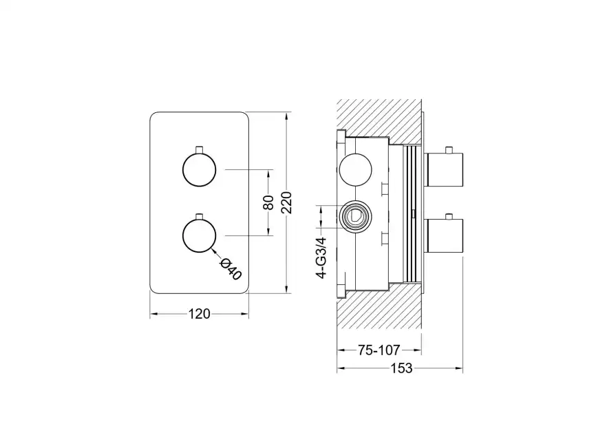 Смеситель для душа Aquatek Европа AQ1392MB встраиваемый, термостатический, Черный матовый фото 2
