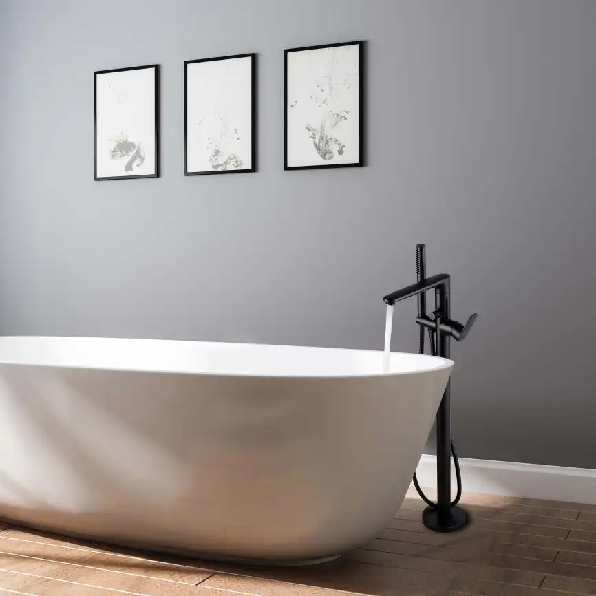 Напольный смеситель для ванны Aquatek Ника AQ1845MB, Черный матовый фото 9