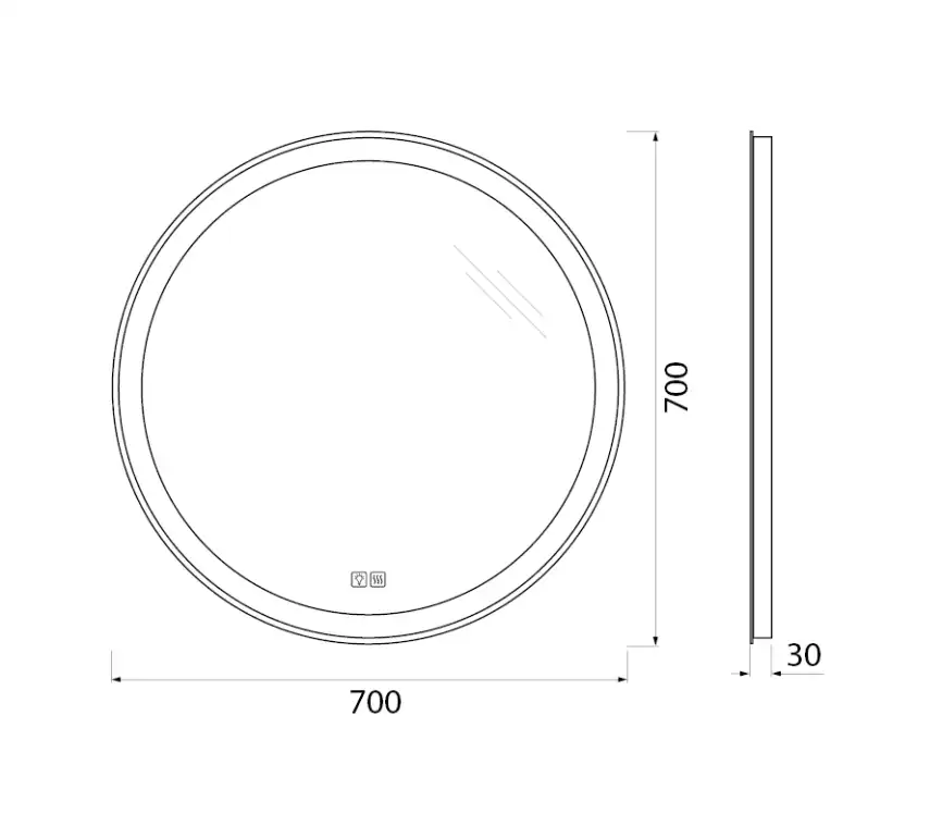 Зеркало BelBagno SPC-RNG 70х70 SPC-RNG-700-LED-TCH-WARM с подстветкой, сенсорный выключатель, с подогревом фото 9