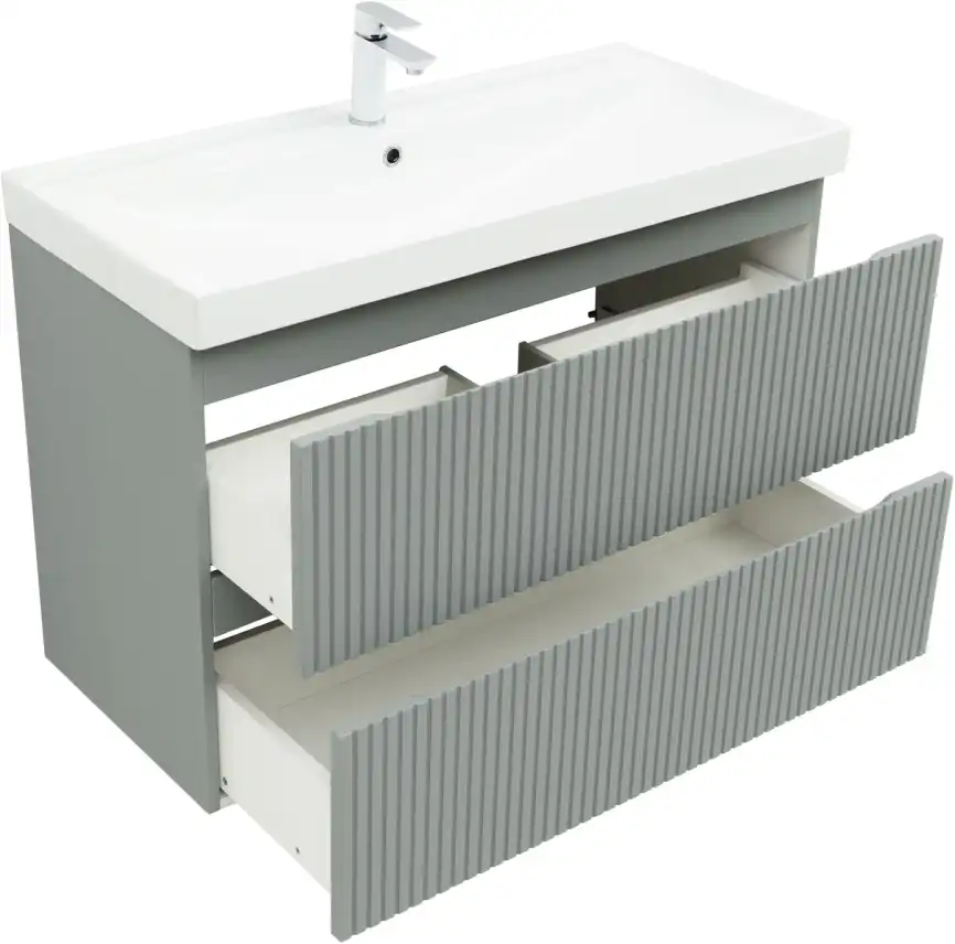 Тумба под раковину Aquanet Джейн (Flat) 100 мисти грин, подвесная, 335436 фото 9
