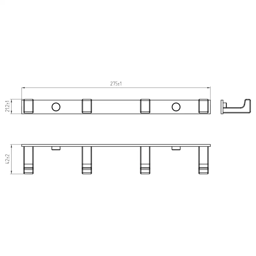 Планка AVS Rook, черный матовый, 4 крючка фото 2