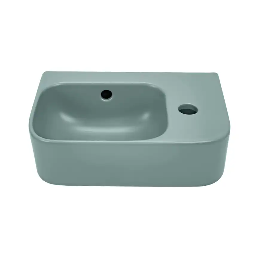 Рукомойник AVS Грэйс 37x25 L, зеленый матовый с донным клапаном фото 3