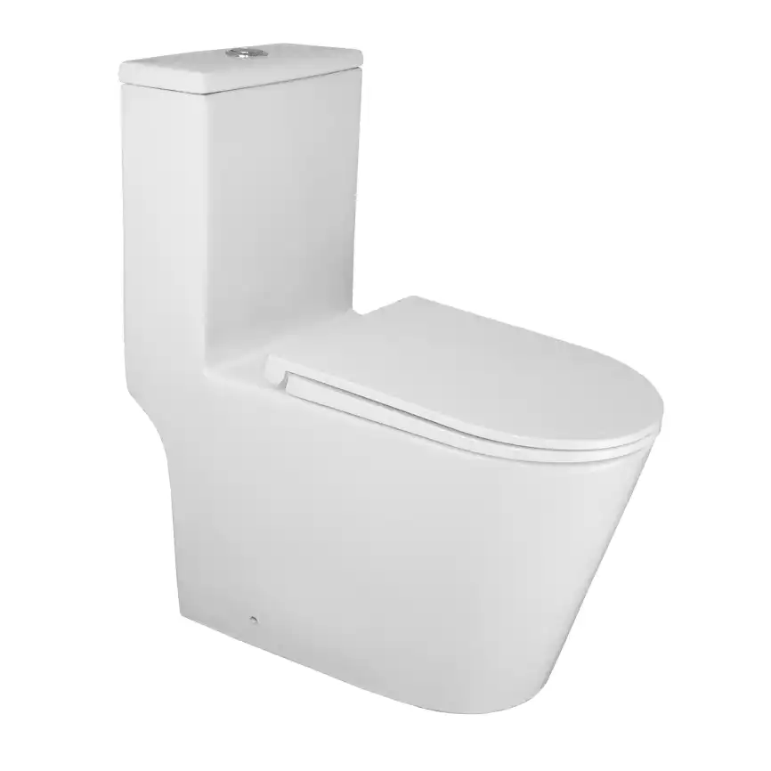 Унитаз-моноблок Azario SCALA AZ-8101 безободковый, смыв Торнадо, в комплекте с сиденьем микролифт, Белый глянцевый фото 1