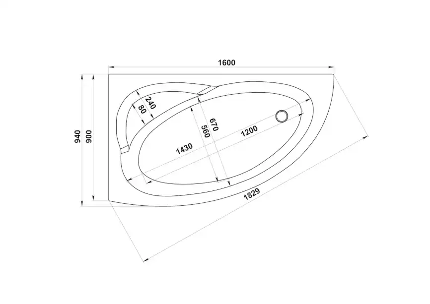 Акриловая ванна Bas Сагра NEW 160х90 R без гидромассажа фото 7