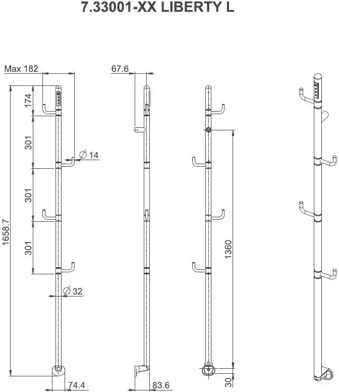 Полотенцесушитель электрический Allen Brau Liberty 1659х182 7.33001-GM, графит матовый фото 2