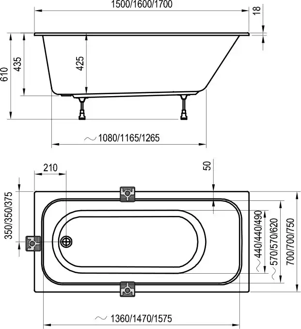 Акриловая ванна Ravak Chrome Slim 160х70 C731300000 с тонким бортом, встраиваемая, Белая фото 4