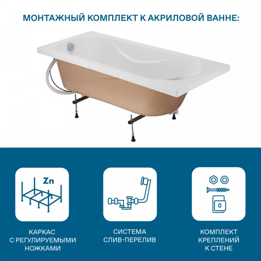 Акриловая ванна Santek Тенерифе 170х70 1WH302207 прямоугольная, Белая фото 13