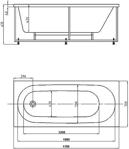 Акриловая ванна AZARIO FELISA 170х70 AV.0040170, прямоугольная фото 4