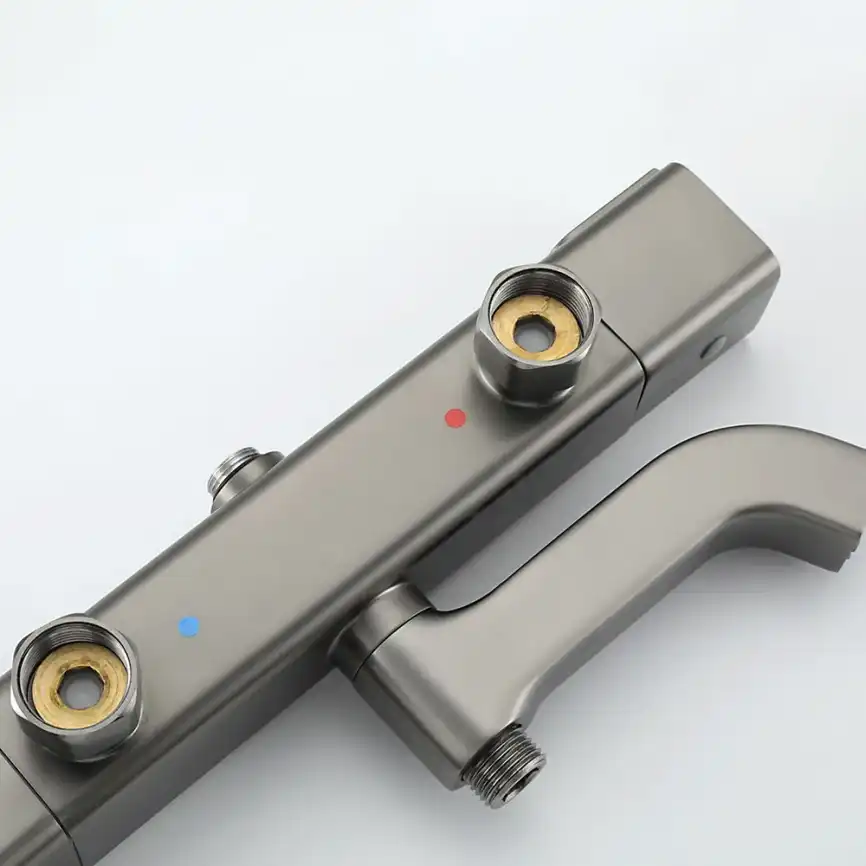 Душевая система Gappo G2491-9 с тропическим душем и термостатом, Оружейная сталь фото 9