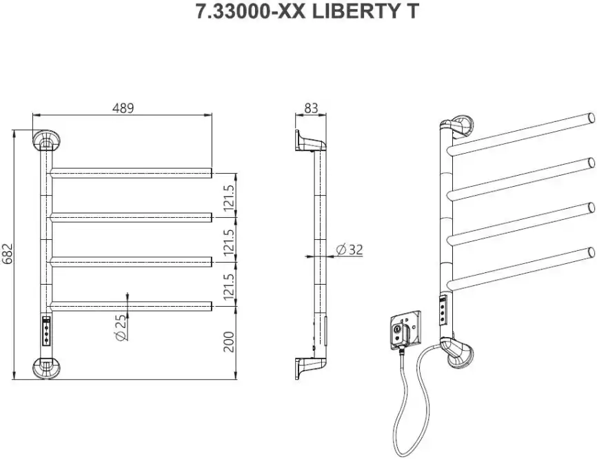 Полотенцесушитель электрический Allen Brau Liberty 683х489 7.33000-BN брашированный никель фото 2
