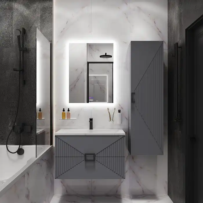 Тумба под раковину Grossman Луксор 80 подвесная, графит матовый (108049) фото 4