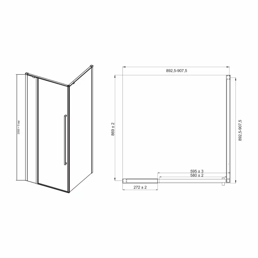 Душевой уголок Mirsant Next 90х90 профиль Черный стекло прозрачное фото 6