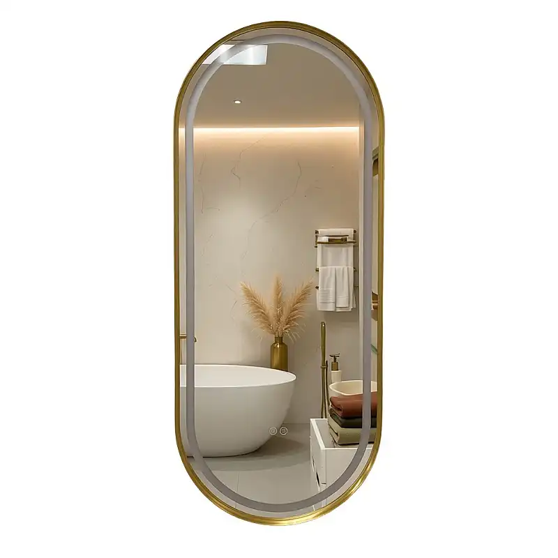 Зеркало Azario Блейк 120х50, АZ-LED011625 с подсветкой и диммером, 3 режима, сенсорный выключатель, с подогревом, золото матовое фото 1