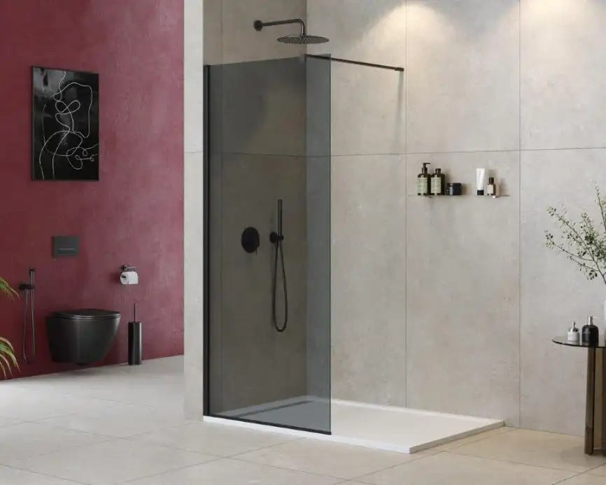 Душевая перегородка CEZARES LIBERTA-L-1-100-120-GR-NERO стекло Тонированное (графит), профиль Черный фото 1