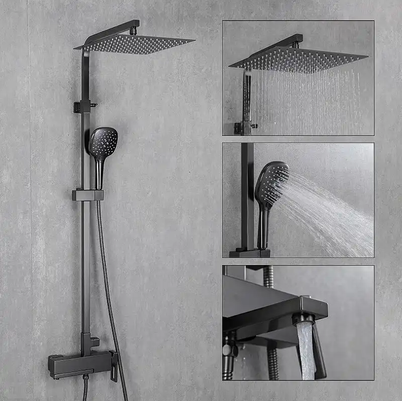 Душевая система Gappo G2417-9  с поворотным изливом, Оружейная сталь фото 1