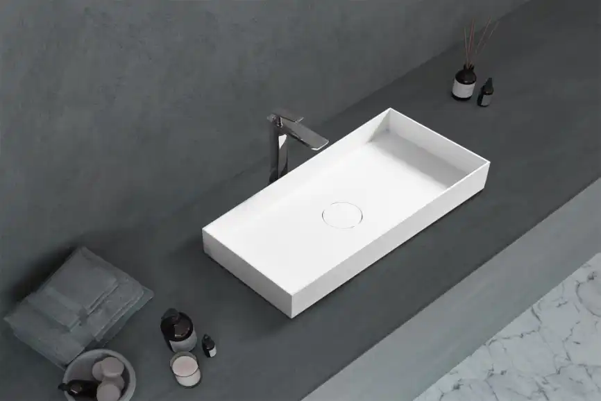 Раковина накладная ABBER STEIN 80х38х10 AS2622, прямоугольная, белая матовая фото 2