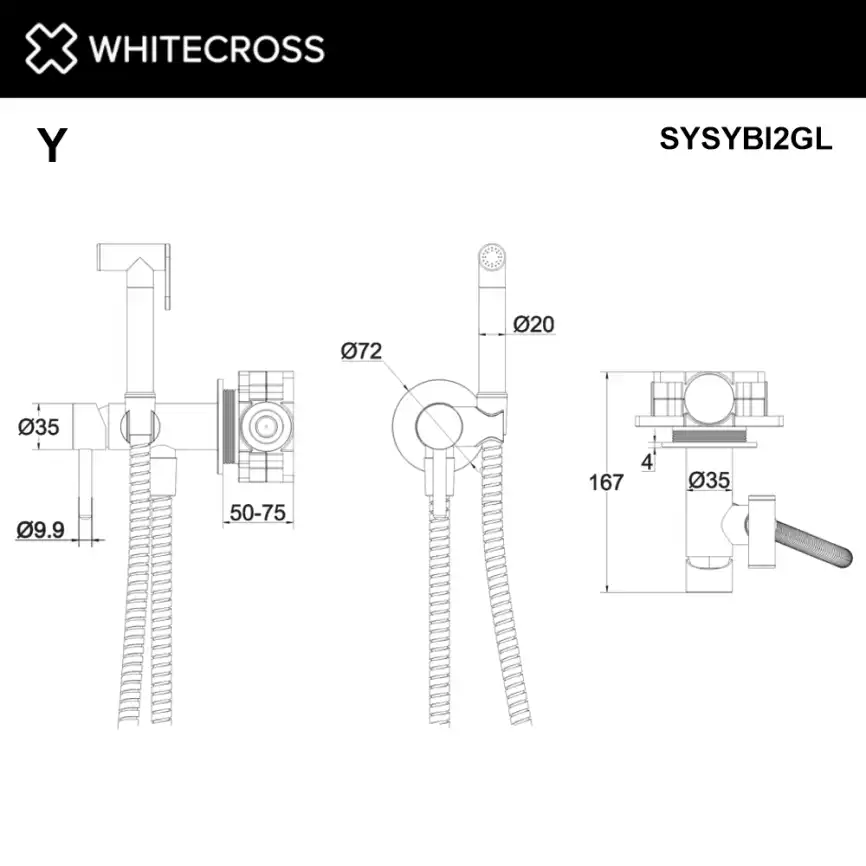 Смеситель с гигиеническим душем Whitecross Y gold скрытого монтажа Золото глянцевое, SYSYBI2GL фото 3