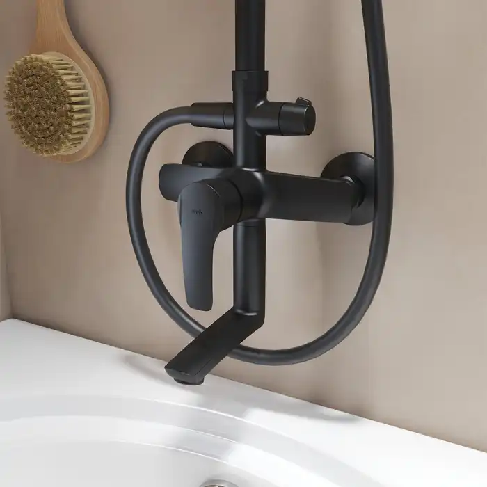 Душевая система IDDIS Ray RAYBL3Fi06 для ванны с изливом цвет, Матовый черный фото 3