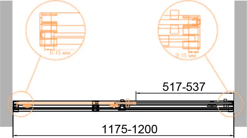 Душевая дверь с доводчиками CEZARES DUET SOFT-BF-1-120-C-Cr стекло Прозрачное, профиль Хром фото 10