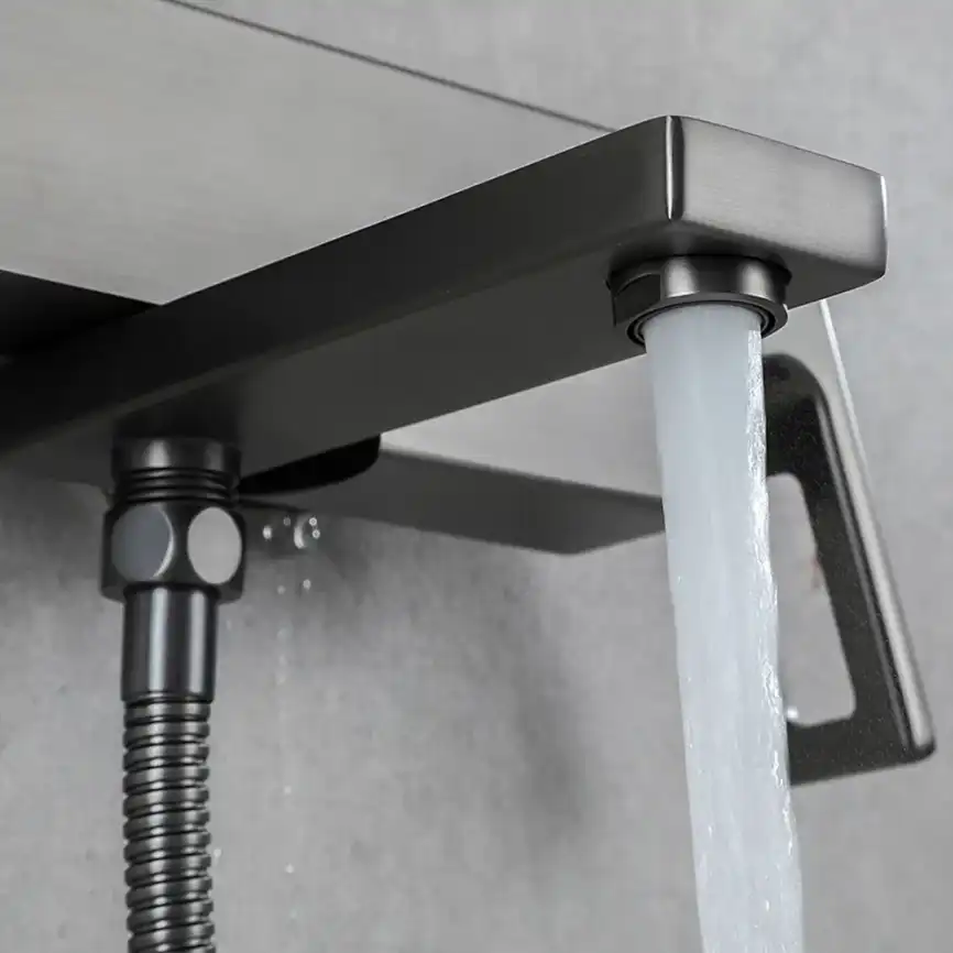 Смеситель для ванны Gappo G3217-9  с коротким изливом, Оружейная сталь фото 11