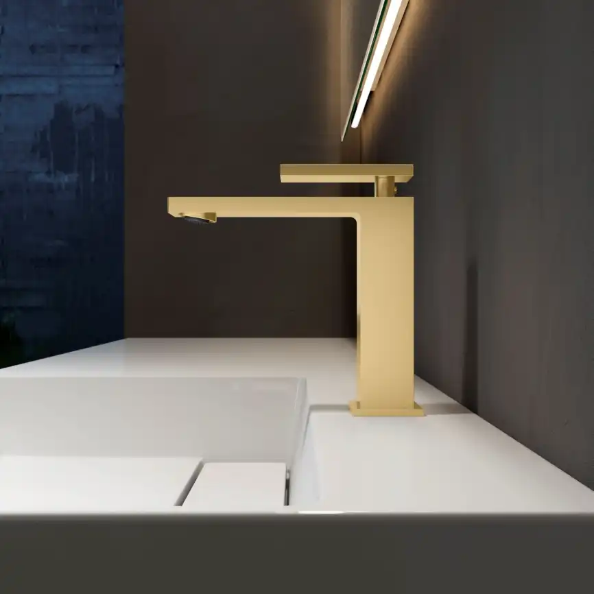 Смеситель для раковины Vincea Dice VBF-2DS1BG однорычажный, брашированное золото фото 2