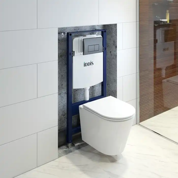 Комплект унитаза с инсталляцией IDDIS Basic BASC020i73 с сиденьем микролифт и кнопкой смыва Черный матовый фото 11