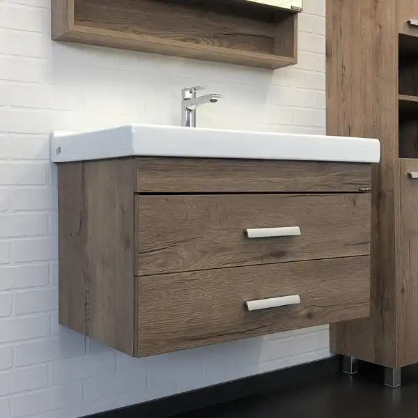 Тумба с умывальником Comforty Никосия 80П Дуб темный, 00-00008856 фото 1