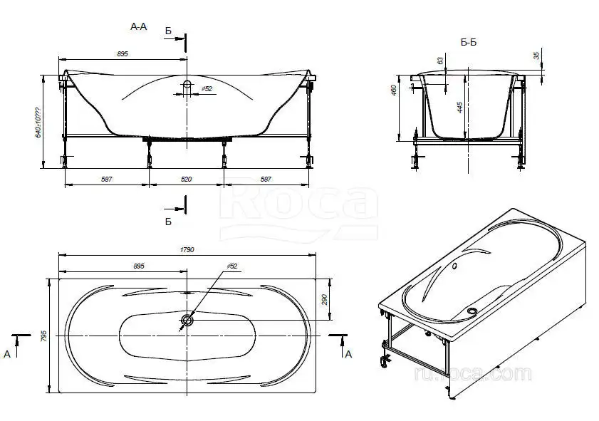 Акриловая ванна Roca MADEIRA 180х80 248525000 прямоугольная, Белая фото 10