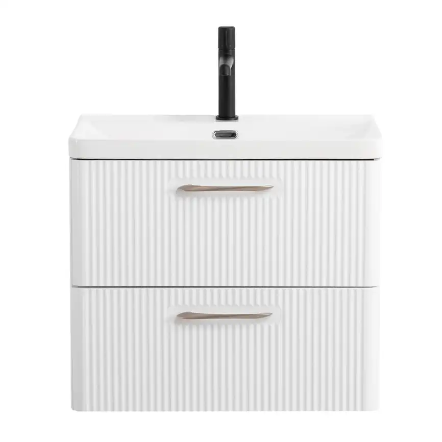 Тумба под раковину BelBagno DUE-600-2C-SO-BL-P подвесная Bianco Lucido фото 1