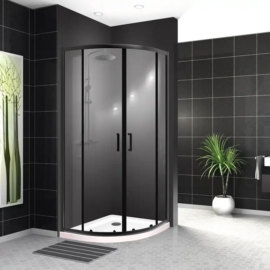 Душевой уголок BelBagno UNO-195-R-2-90-C-NERO профиль Черный стекло Прозрачное фото 1