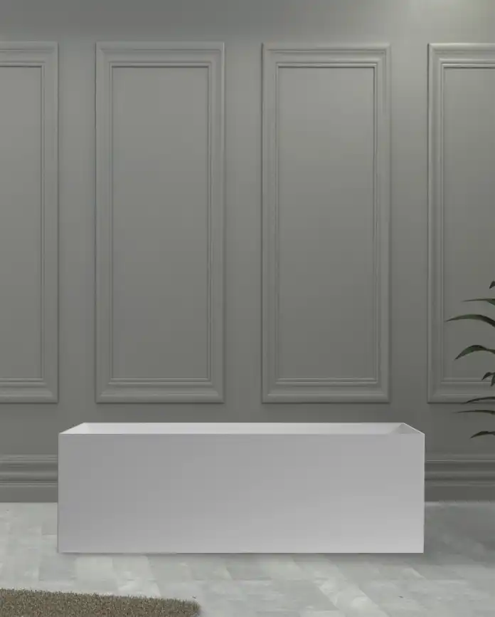 Ванна  Abber Stein 160х70 AS9640-1.6 из искусственного камня, Белая матовая фото 3